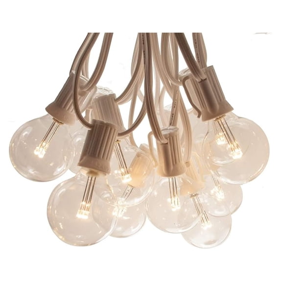 Outdoor Globe String Lights (25 Foot, LED G40 Clear - White Wire - 1.6 Inch .6 Watt Bulbs)