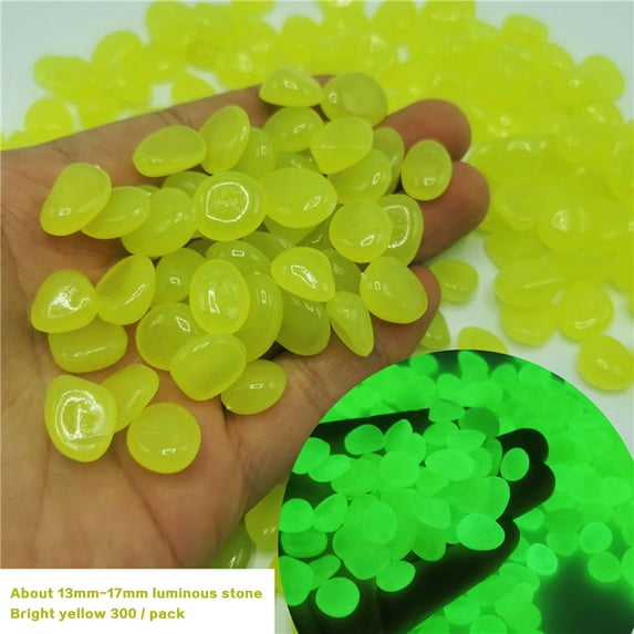 Outdoor Glow Stones Verdsylv 300Pc Luminous Garden Pebbles - Glow in The Dark Stones for Aquarium Landscaping, Walkway Markers, Outdoor Nighttime Pathway Decor, Aquarium Glow Pebbles, Bright Yellow