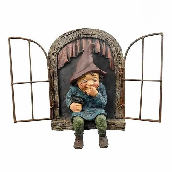 Outdoor Gnome Garden Decorative-6 Inch Elf Out The Door Tree Hugger,Gnome Decorations for Home,Whimsical Dwarves Outdoor Ornament,Gnome Statue Figurines-Patio Yard Lawn Porch Decoration