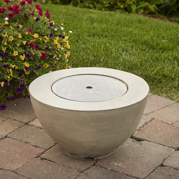 Outdoor Great Room 12-R-GGC Round Grey Glass Cover for Crystal Fire 12 in. Round Burner
