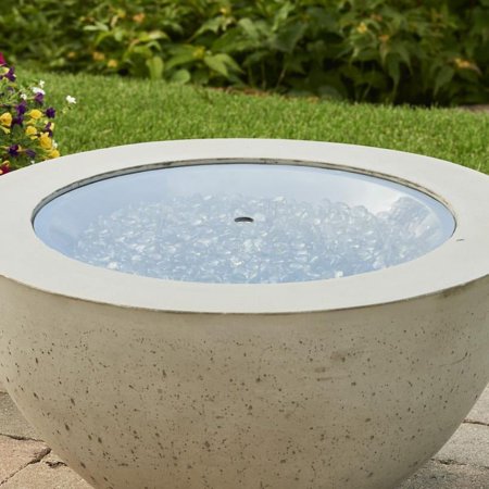 Outdoor Great Room 20-R-GGC Round Grey Glass Cover for Crystal Fire 20 in. Round Burner