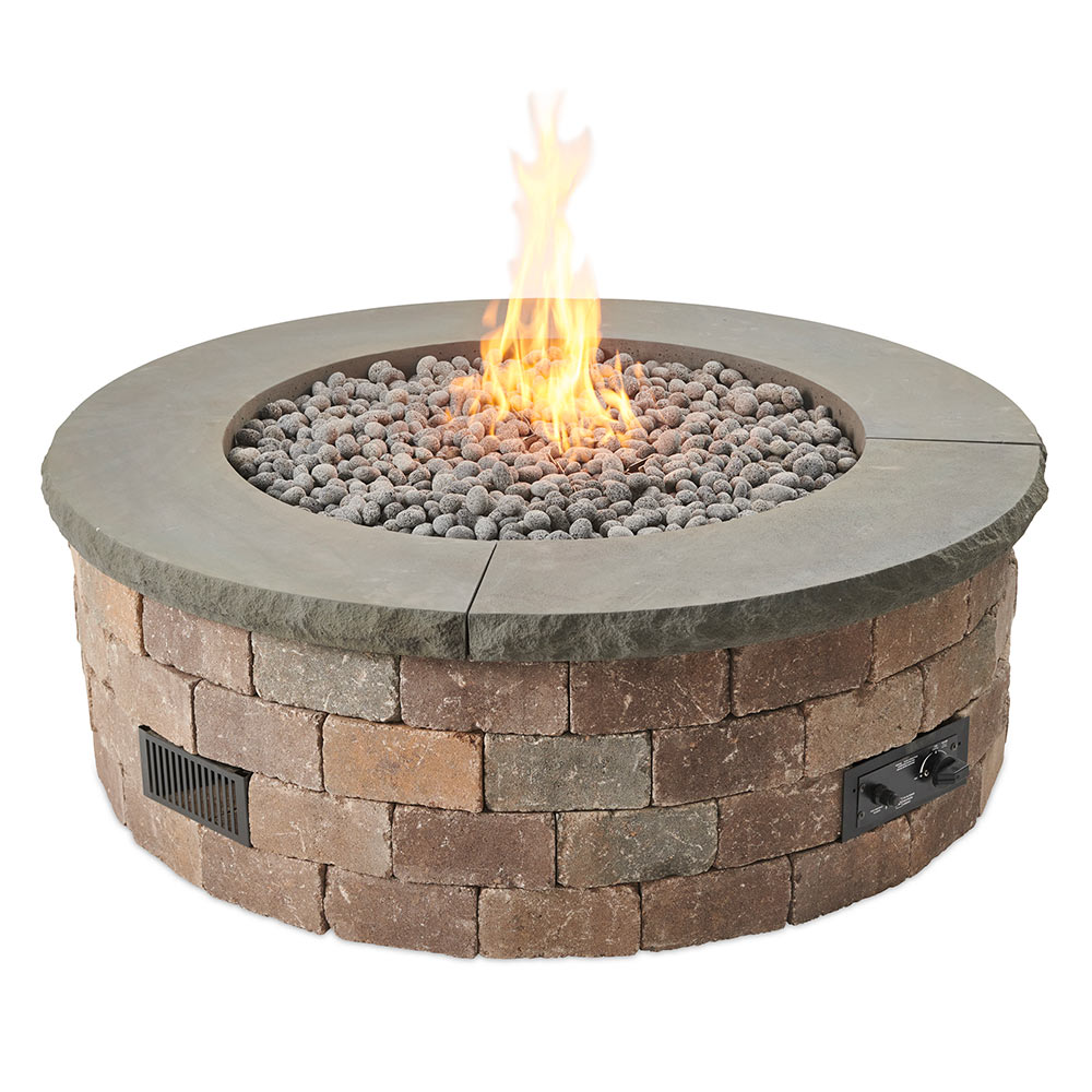 Outdoor GreatRoom DIY Paver Fire Pit Kit, Spk Ign, LP/NG, Grey Top, 51.25in.