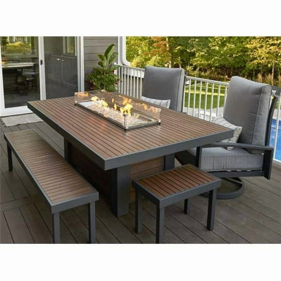 Outdoor Greatroom KW-1242-K Kenwood Linear Dining Height Gas Fire Pit Table