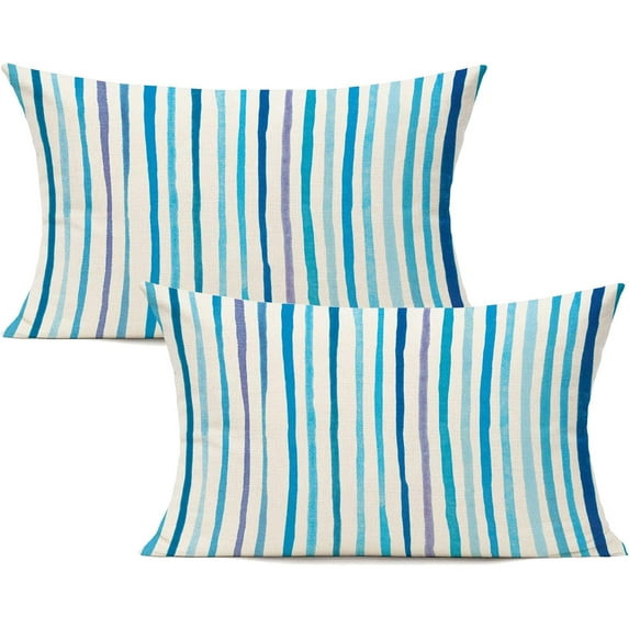 Outdoor Green Throw Pillow Covers for Patio Bench Garden Porch Sunbrella Furnitures Sage Lines Stripes Cushion Cases Decorative 16x16 Set of 2 for Sofa Couch