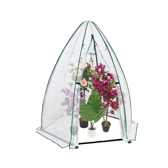 Outdoor Greenhouse for Plants, Hexagonal Portable Plant House with PE Cover, Zipper Door, Mesh Window, Stable Frame—Weather & Animal Protection for Vegetables, Flowers, Fruits, Herbs