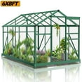 thumbnail image 1 of Outdoor Greenhouse, Seizeen Polycarbonate Walk-in Green house w/Aluminum Farm, Heavy Duty Garden Greenhouse with Window & Sliding Door, 6x8 FT Large Size, 1 of 10