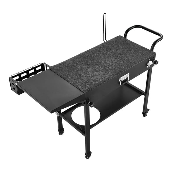 Outdoor Grill Cart, 31.0 x 17.0 inch Tabletop Size Grilling Table, Foldable Outdoor Cooking Table with Tissue Holder, Hooks, Wheels, Side Table, BBQ Prep Tables for Picnic, Kitchen, Courtyard