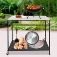 thumbnail image 1 of Outdoor Grill Cart Double-Shelf Table Movable Worktable Trolley Food Prep Carts, 1 of 12