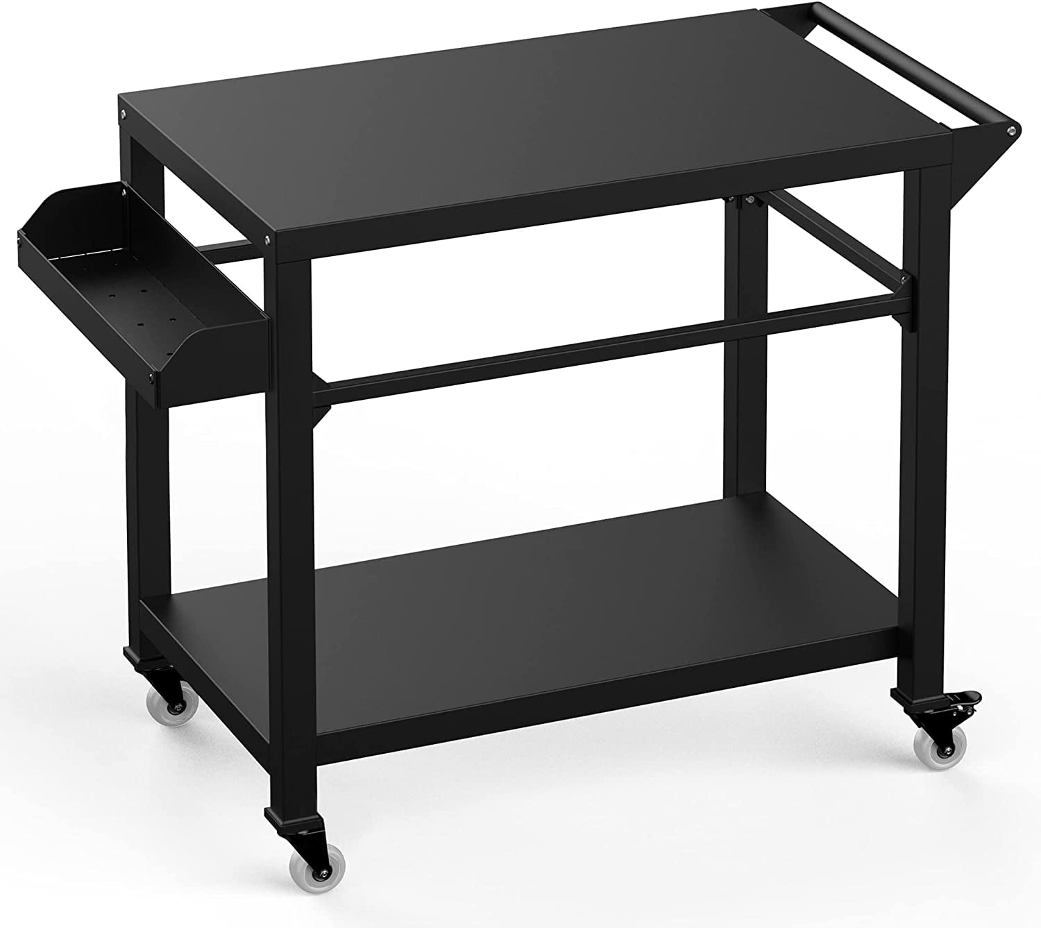 Outdoor Grill Cart Pizza Oven Stand, BBQ Prep Table with Wheels