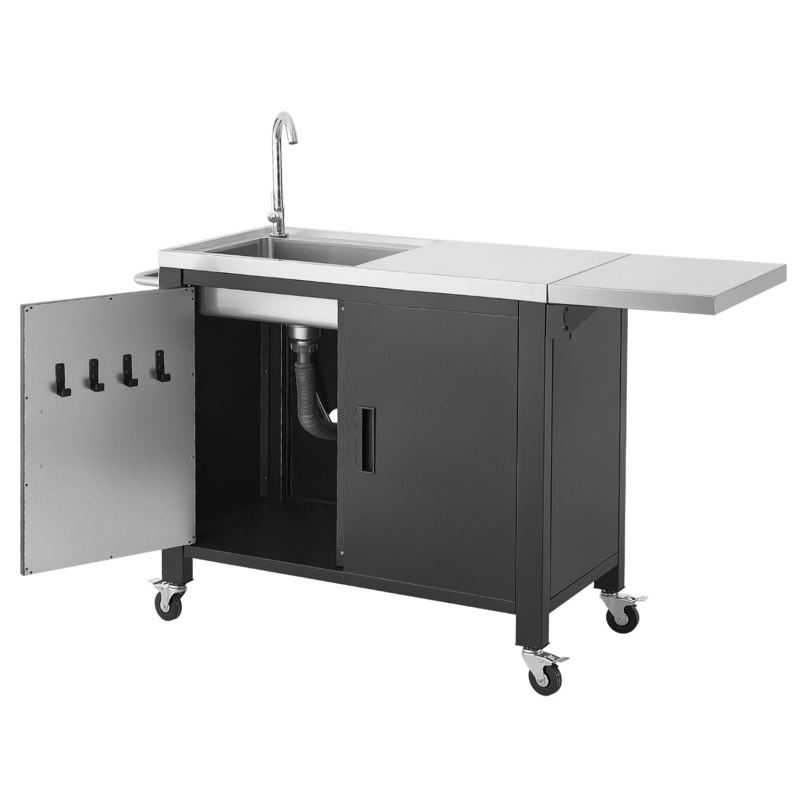 Table Top Prep Outdoor Grill Cart with Sink and Storage Cabinet, 52 Inch Kitchen ...