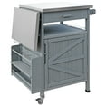 thumbnail image 1 of Outdoor Grill Cart with Stainless Steel Countertop, Foldable Shelf & Locking Wheels, Solid Wood Storage for Backyard BBQ, Poolside & Parties, Blue Grey, 1 of 8