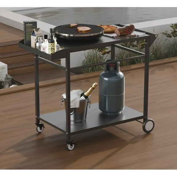 Outdoor Grill Cart Table with 4 Wheels for Blackstone 17" or 22"