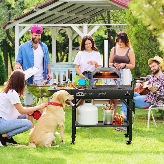 Outdoor Grill Cart for  Griddle, Portable BBQ Prep Table with Wheels and Storage