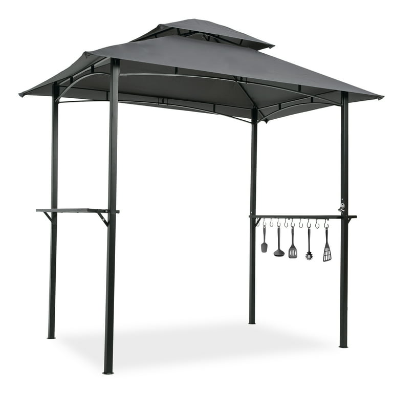 Outdoor Grill Gazebo, 5x8FT BBQ Grill Gazebo Canopy for Outside, Waterproof  Patio Gazebo Tent with Hook and Bar Counters, BBQ Beach Sunshelter with  Double Tier Soft Top Canopy and Steel Frame, L6066 