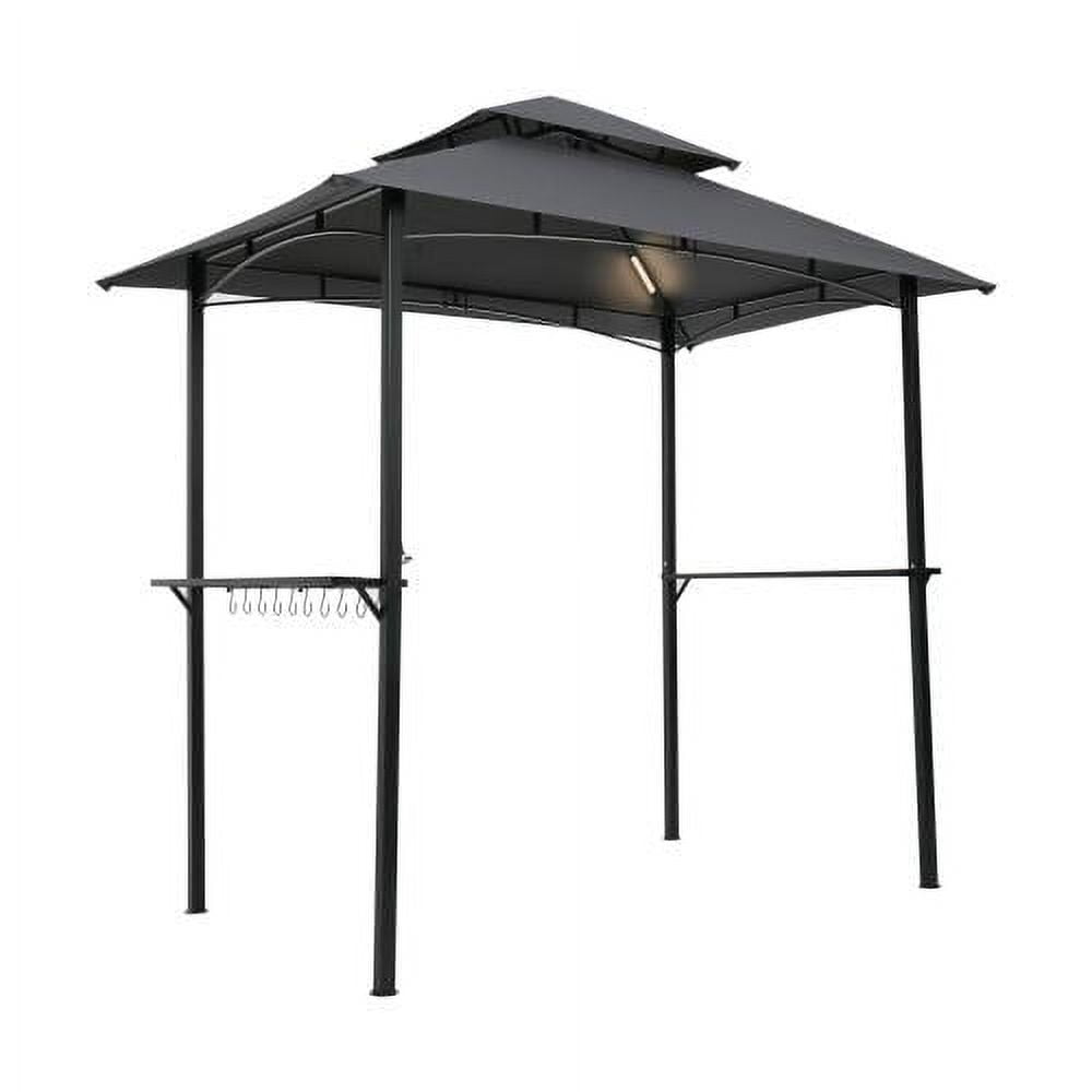 Outdoor Grill Patio Umbrella Gazebo With Light 8 x 5 Ft, Shelter Tent, Double Tier Soft Top