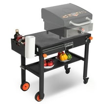 Outdoor Grill Table, Griddle Stand for Blackstone& Ninja, Portable Grill Cart - Fits 22" and 17" Tabletop Griddle/ Pizza Oven, Outdoor Storage Cabinet