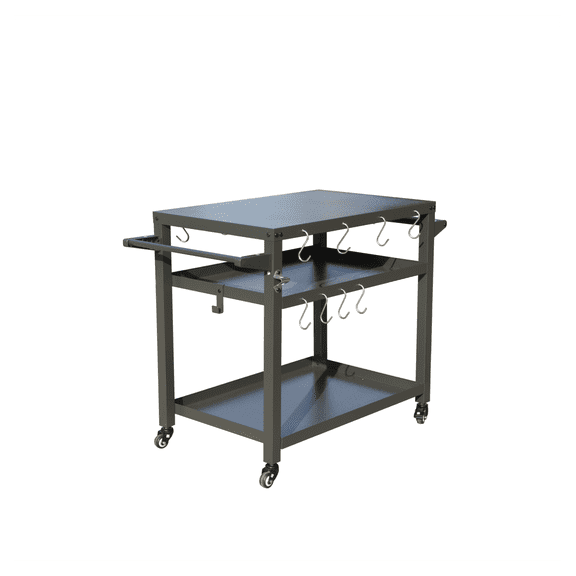 Outdoor Grill Table with Wheels, 3-Shelf Prep Cart for Blackstone Griddle, Stainless Steel BBQ Table for Pizza Oven, Grill Stand