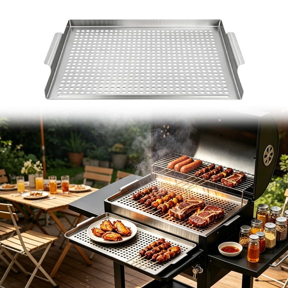 Outdoor Grill Topper - Heavy Duty BBQ Grate, Portable Stainless Steel Barbecue Accessory, Reusable Cooking Tool, Grate for Patio, Backyard, Camping, RV Trip, Tailgate, Beach