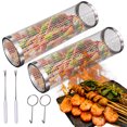 thumbnail image 1 of Outdoor Grilling-Round BBQ Grill Basket 2PCS Stainless Steel Barbecue Cooking Grill Nets for Vegetables, French Fries, Meat, 1 of 9
