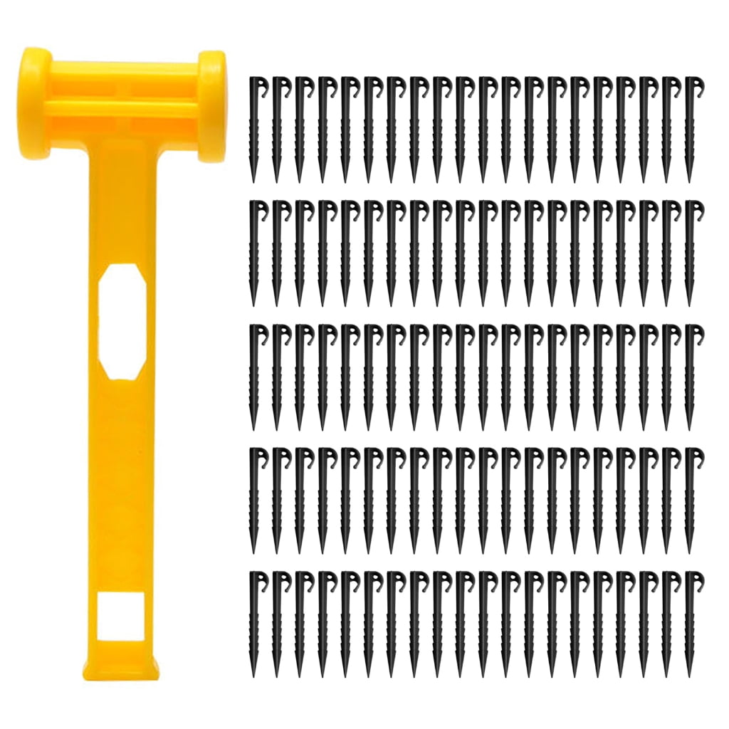 Plastic Ground Peg Tent Anchors with Hammer Heavy Duty Tent Peg Canopies Stake Camping Peg for Fixings Camping Tent