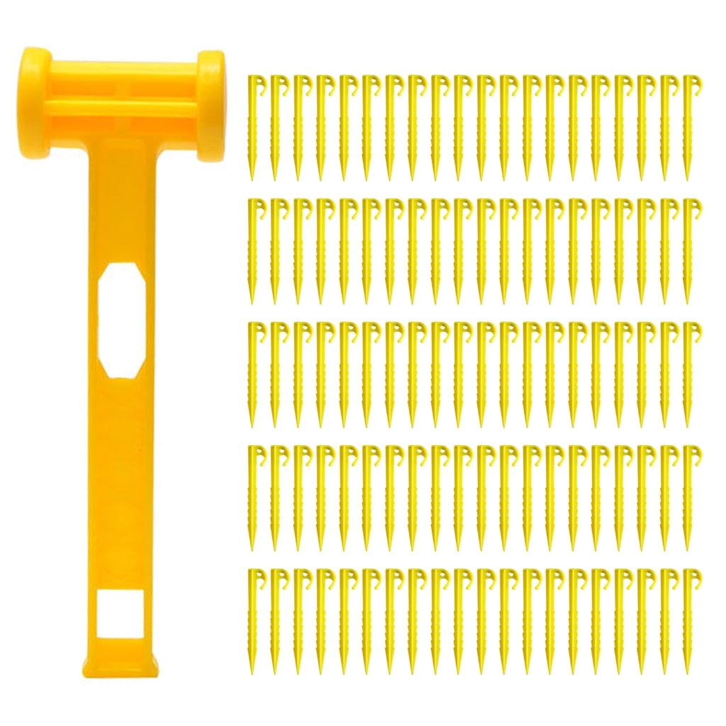 Plastic Ground Peg Tent Anchors with Hammer Heavy Duty Tent Peg Canopies Stake Camping Peg for Fixings Camping Tent