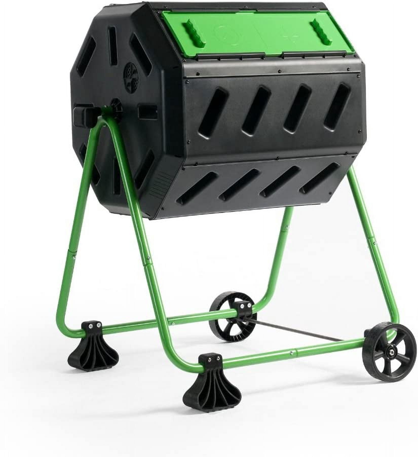 Outdoor HOTFROG Mobile Dual Chamber Tumbling Composter with Wheels ...