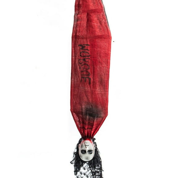 Outdoor Halloween Animatronics Decoration,63" Scary Hanging Upside Down Women Ghost with LED Red Eyes and Spooky Sounds for Yard,Patio,Haunted House,Animated Shaking Body Women Ghost Props
