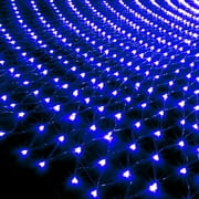 Outdoor Halloween Blue Net Lights, 5ft x 5ft 96 LED Connectable Bush Lights, Plug in 8 Twinkle Modes Mesh Lights, Waterproof for Christmas, Bushes, Garden, Party Decorations