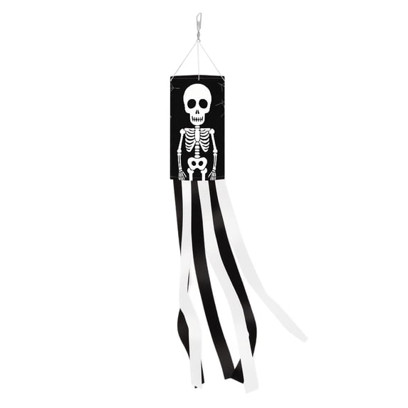 Outdoor Halloween Decor, Outdoor Halloween Decorations Yard, Spooky Halloween Decorations, Halloween Hanging Decor, Weather-Resistant 28X12X6 Inch Skeleton Wind Streamer Hanging