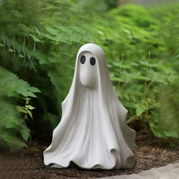 Outdoor Halloween Decor,White Ghost Statue,Cute Resin Yard Decoration,Spooky Garden Ornament,12 Inch Weatherproof Ghost Figure
