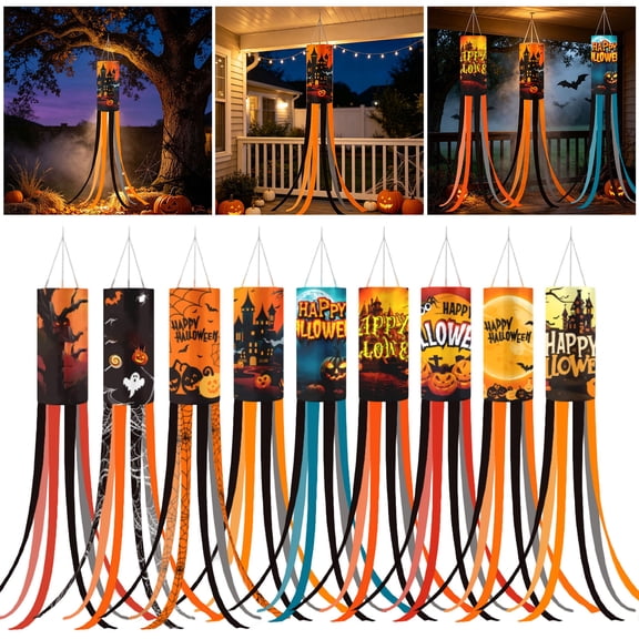 Outdoor Halloween Decoration, Halloween Front Porch Decor, Outdoor Halloween Decorations Yard, Halloween Party Decorations, 28X12X9 Inch Waterproof Spooky Ghost Hanging Windsock