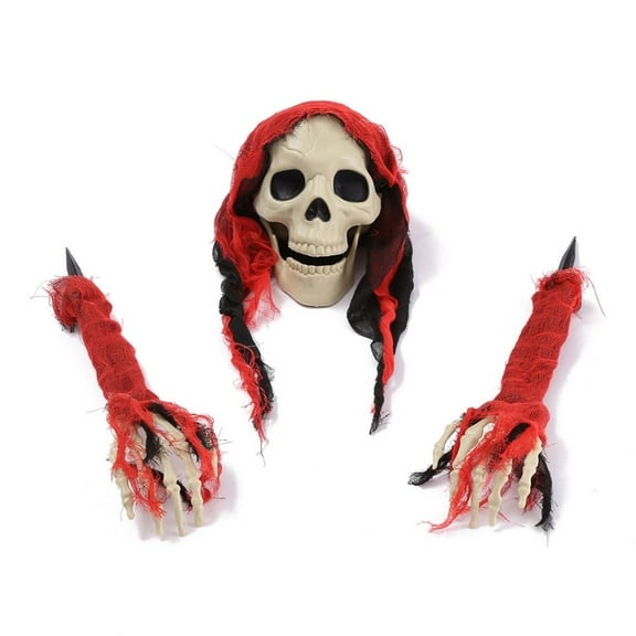 Outdoor Halloween Decorations, Skeleton Ground Breakers with Blo-ody Skull & Bones, Adjustable Pose, 180° Rotating Joints, Easy Ground Stakes for Terrify-ing Graveyard Scene Prop