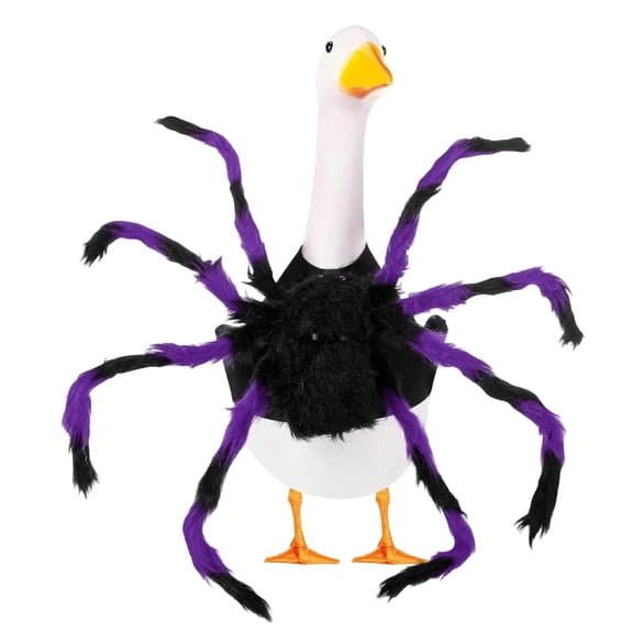 Outdoor Halloween Decorations, Themed Porch Goose Clothing, Funny Porch Goose Outfits for Halloween, Whimsical Outdoor Halloween Lawn Decor, 1Pc Purple Black Fuzzy Plush Design