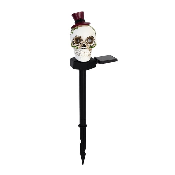 Outdoor Halloween Decorations Yard Sugar Skull Solar Stake Light for Lawn Patio and Garden Holiday Display