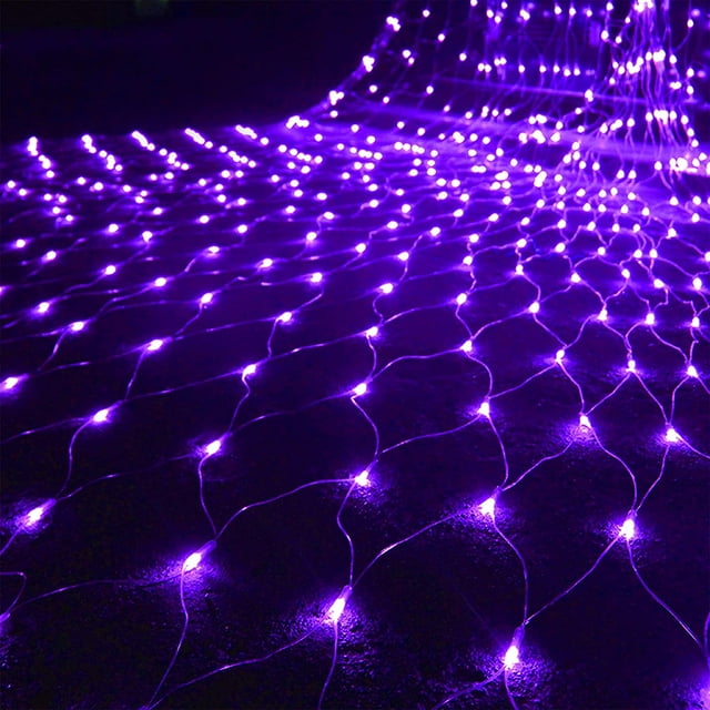 Outdoor Halloween Purple Net Lights, 5ft x 5ft 96 LED Connectable Bush