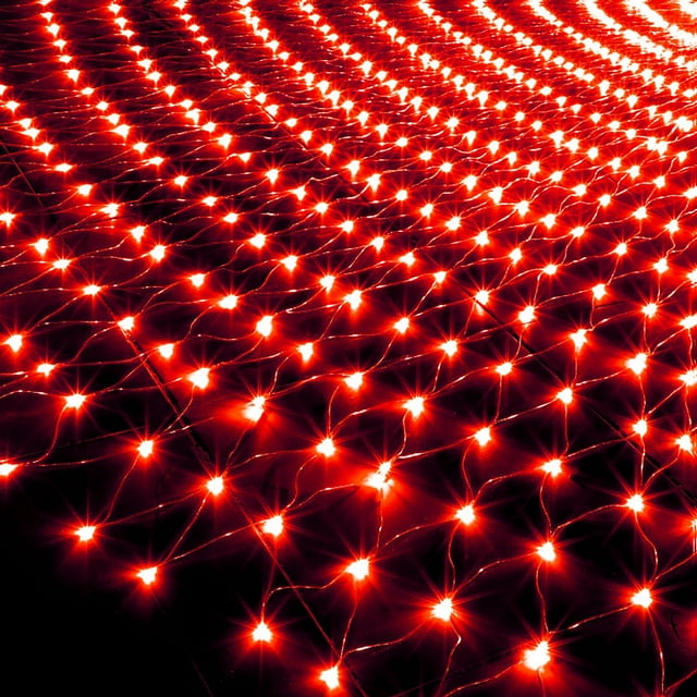 Outdoor Halloween Red Net Lights, 5ft x 5ft 96 LED Connectable Bush