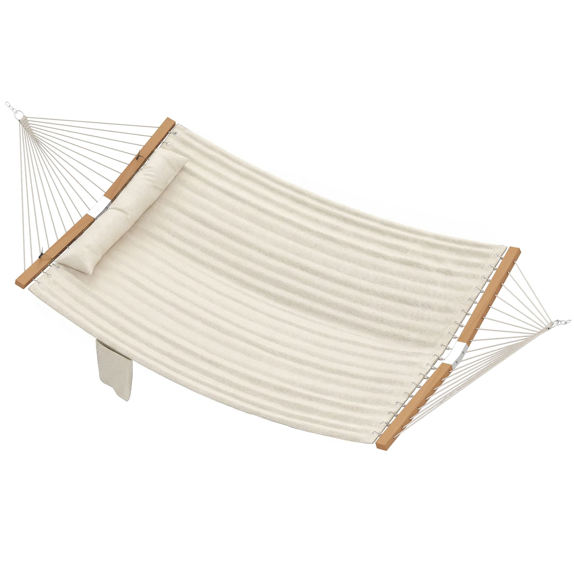 Outdoor Hammock 2-Person, with Pillow & Pad, 440 lbs Capacity, Cream White