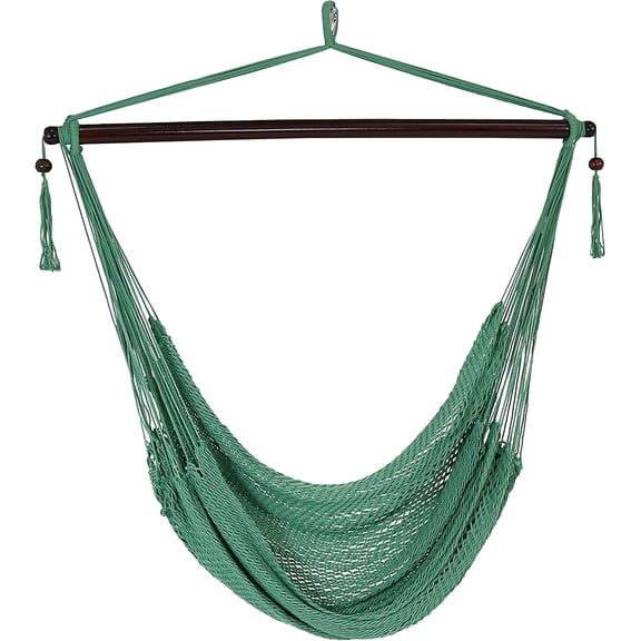 Outdoor Hammock Chair Swing with Soft-Spun Polyester Rope Caribbean XL Jungle Green