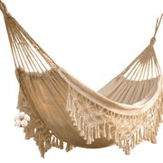 Hammock Garden Cotton Hammock Macrame Fringe Hammocks Boho | Balcony Hammocks with Handmade Tassels 2 Person Double Hamock 480lbs for Home,Backyard,Beach,Patio
