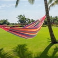 thumbnail image 1 of Outdoor Hammock, Polyester Cotton Double Hammock Bed with Carrying Bag & 2 Ropes, Leisure Tree Hammock for Camping Travel Patio Porch Garden Backyard - Load Capacity Up to 450 Lbs, B1068, 1 of 9