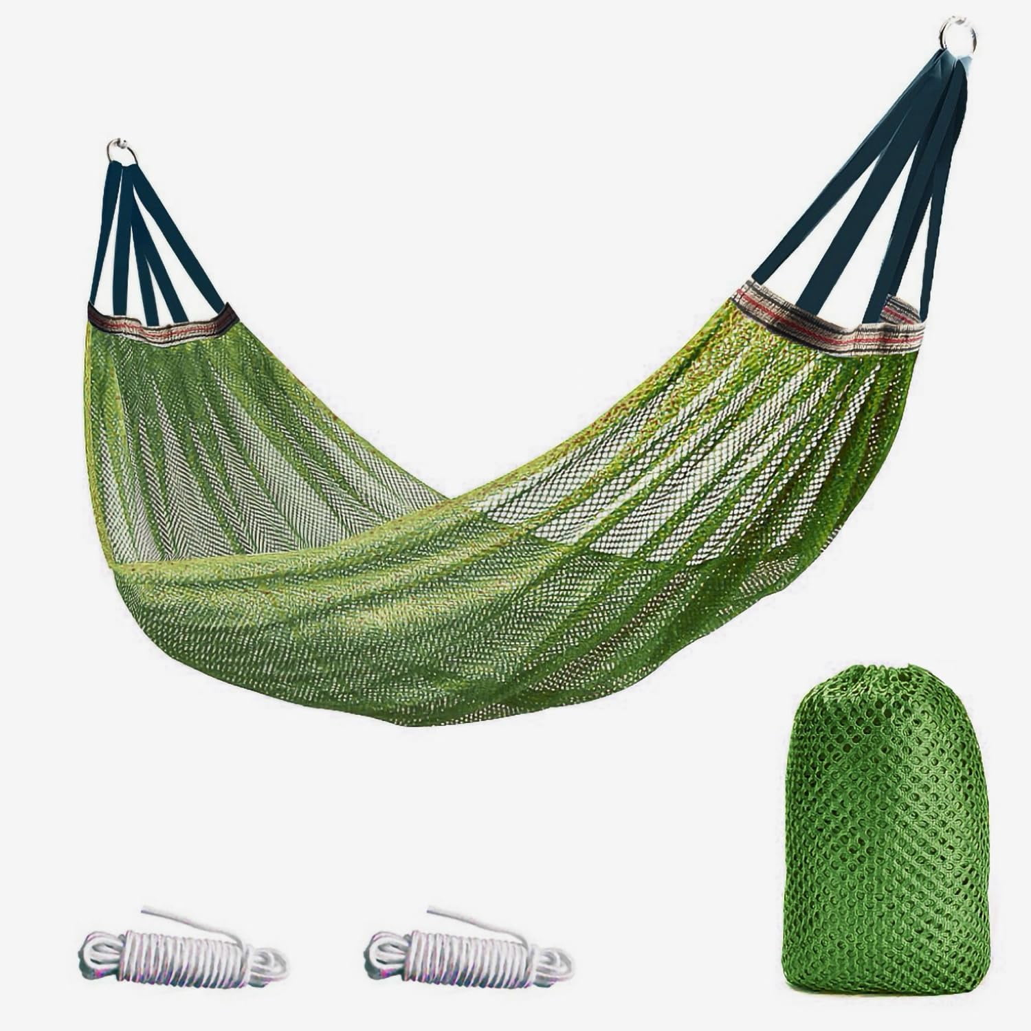 Outdoor Hammock, Super Soft and Breathable Nylon Mesh Hammock - Maximum Load of 550 LB (Army Green)