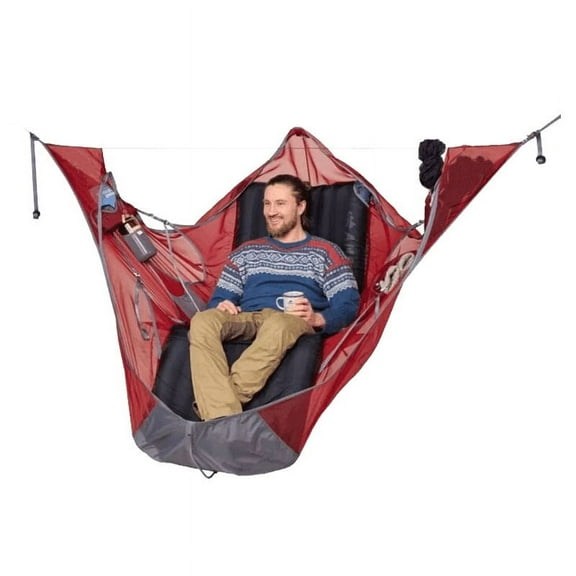 Outdoor Hammock Tent Swing Bed Recliner Chair Sleeping Bag with Mosquito Net, Portable Camping Hanging Hammock (Mattress Not Included) 82.7*27.6in red