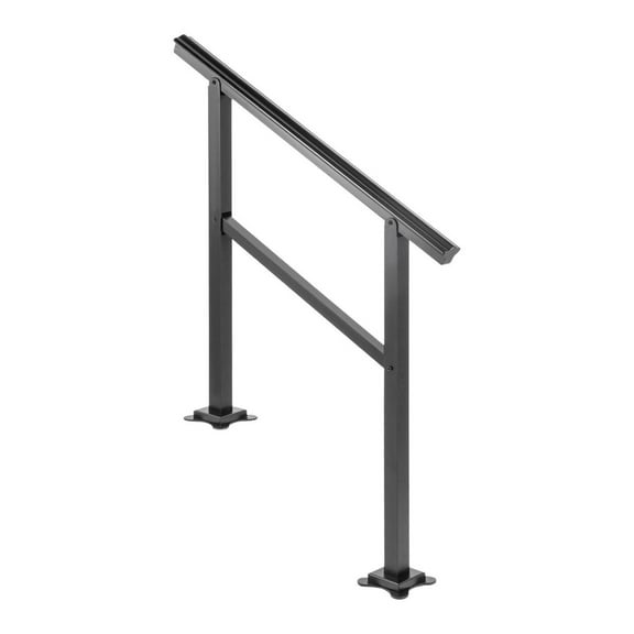 Outdoor Handrail 165LBS Load Handrail Outdoor Stairs Aluminum Stair Handrail 36 x 35" Outdoor Stair Railing Transitional Range from 0 to 30 Staircase Handrail Fits 2-3 Steps with Screw Kit 3 ft