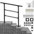 thumbnail image 1 of Outdoor Handrail, 3 Step Stair Handrail, Outdoor Stair Railing Fits 2 to 3 Steps, Wrought Iron Handrail for Concrete Steps, Porch Steps, Easy Assembly, Black, 1 of 6