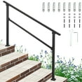 thumbnail image 1 of Outdoor Handrail for Steps, 2/3/4/5/6 Step Stair Handrail, Deck Staircase Handrails with Adjustable Height, Outdoor Handrail Banisters with Screw Kit- DIY Installation Kit, 1 of 9