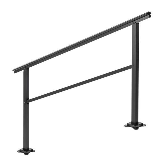 Outdoor Handrail for Stairs 4-5 Steps, 60" Aluminum Stair Railing, 35" Adjustable Hand Rail for Outdoor Steps, 165LBS Load Capacity with Screw Kit