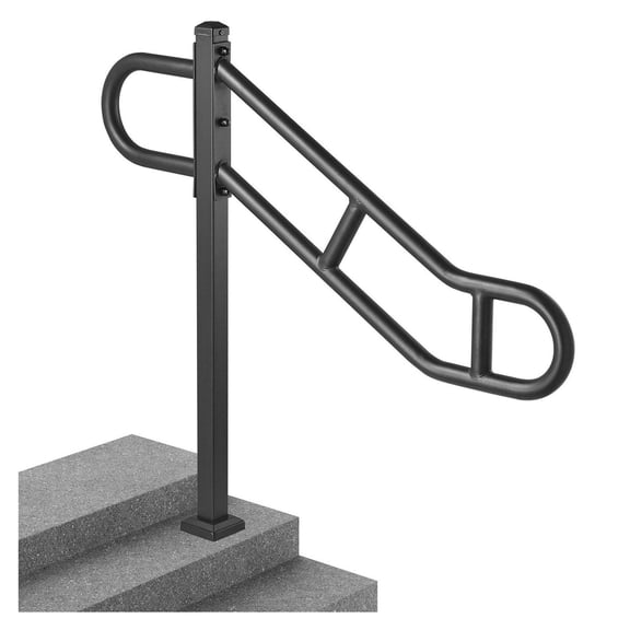 Outdoor Handrail for Steps 40.5", Metal Stair Railing for 1-3 Steps, Carbon Steel Handrails for Garage, U-Shaped Post, Secure Support