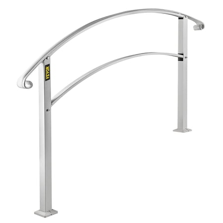 Outdoor Handrails for 1 to 3 Steps, White Wrought Iron Stair Railing with Curved Design, Flexible Porch Handrail for Concrete or Wood Steps, Safety Support for Elderly and Disabled