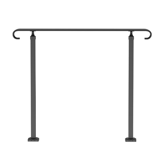 Outdoor Handrails for Steps 1-3 Steps, Wrought Iron Stair Railing, Adjustable Porch Hand Rail - Black Transitional Handrails for Concrete/Wooden Stairs