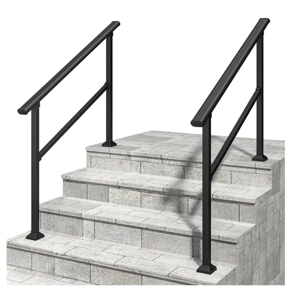 Outdoor Handrails for Steps 2 Pack, 3-4 Step Handrail - Wrought Iron Railing for Porch, Patio, Garage - 36 Inch Height, Adjustable, Durable & Non-Slip